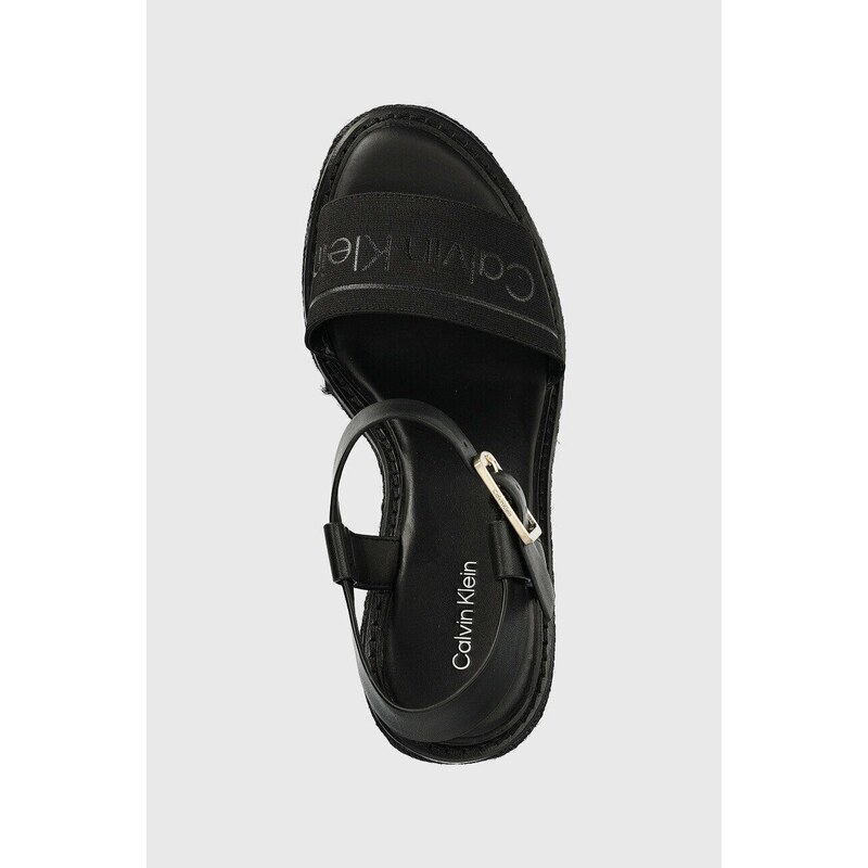 Sandály Calvin Klein WEDGE 70HH - HE dámské, černá barva, na klínku, HW0HW01499