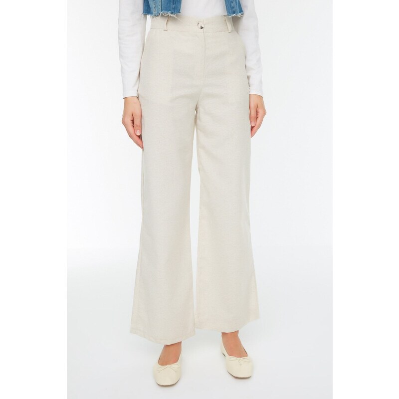 Trendyol Beige Linen Look Pocket Detailed Trousers