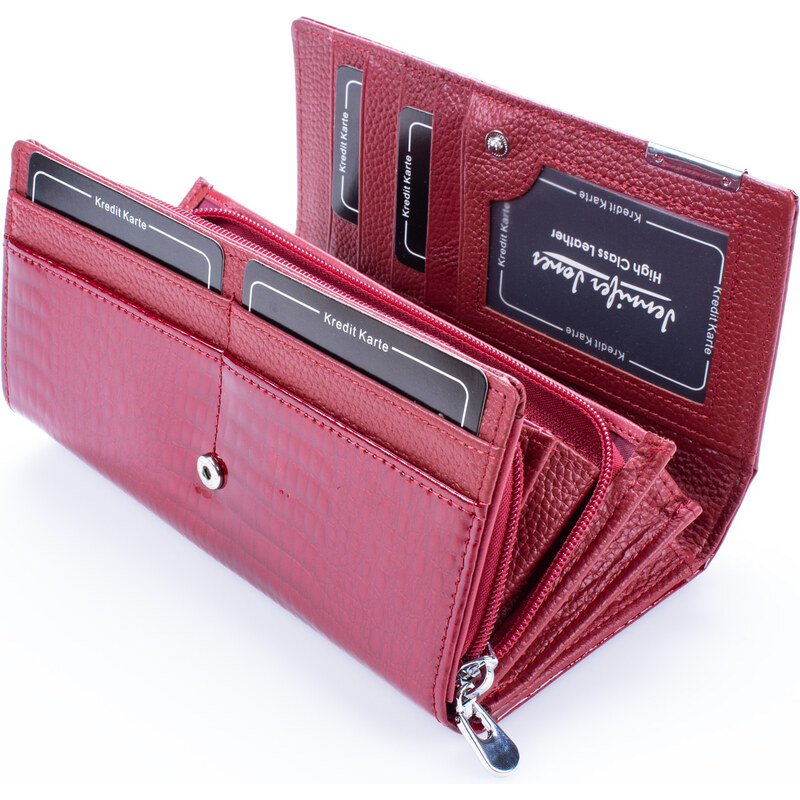 Jennifer Jones Dámská kožená peněženka červená 5288-2