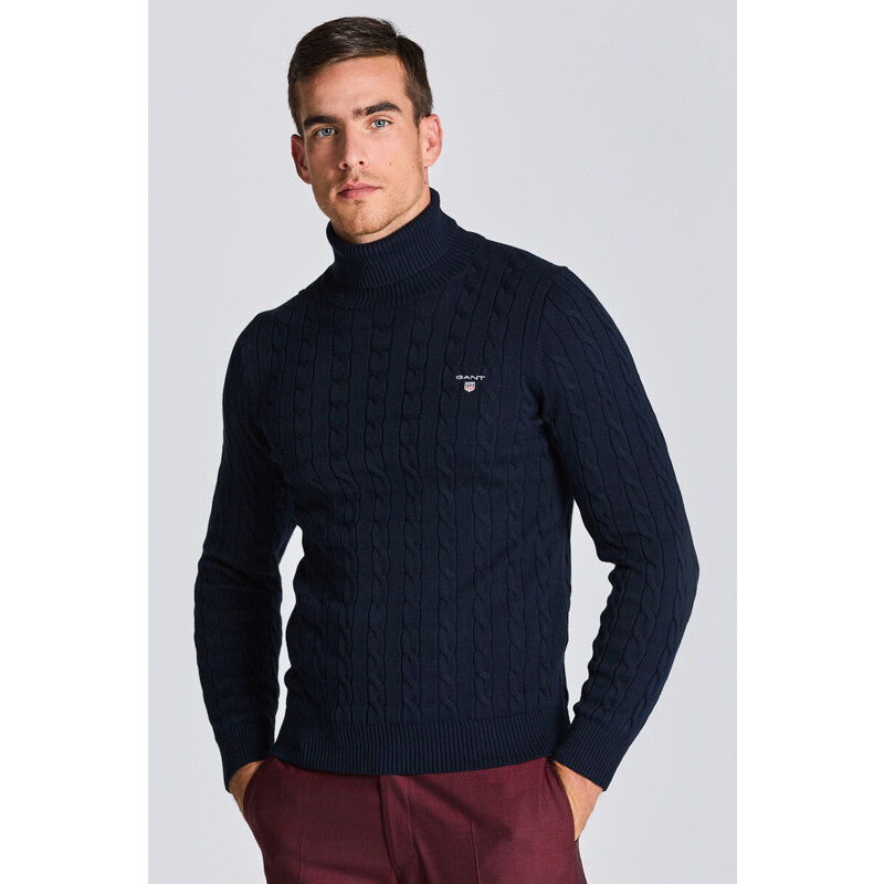 ROLÁK GANT COTTON CABLE TURTLE NECK modrá 4XL