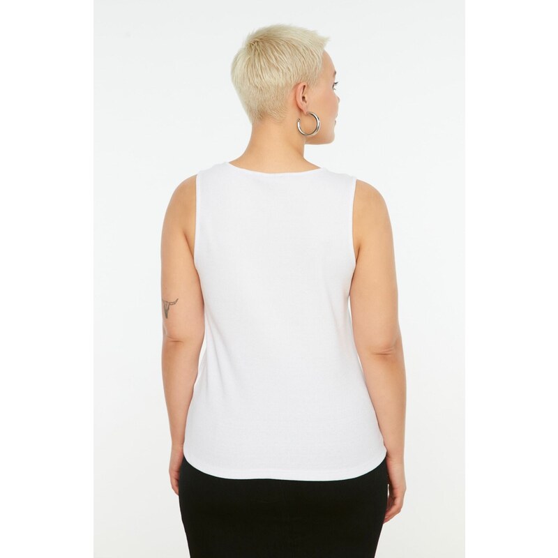 Trendyol Curve Black-White Basic Corded 2-Pack Square Collar Knitted Tank Top