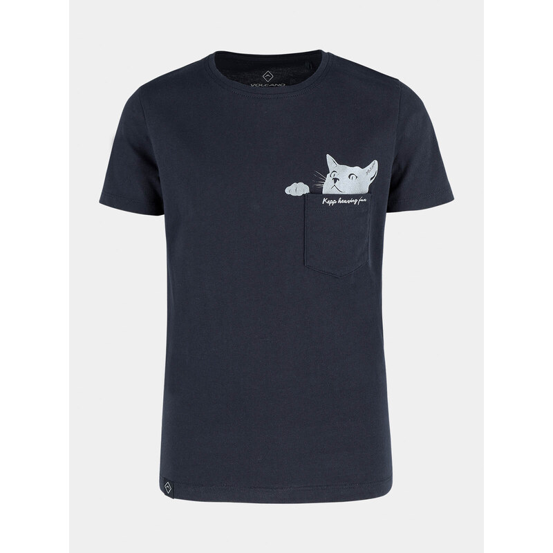 Volcano Kids's Regular Silhouette T-Shirt T-Cat Junior G02370-W22 Navy Blue