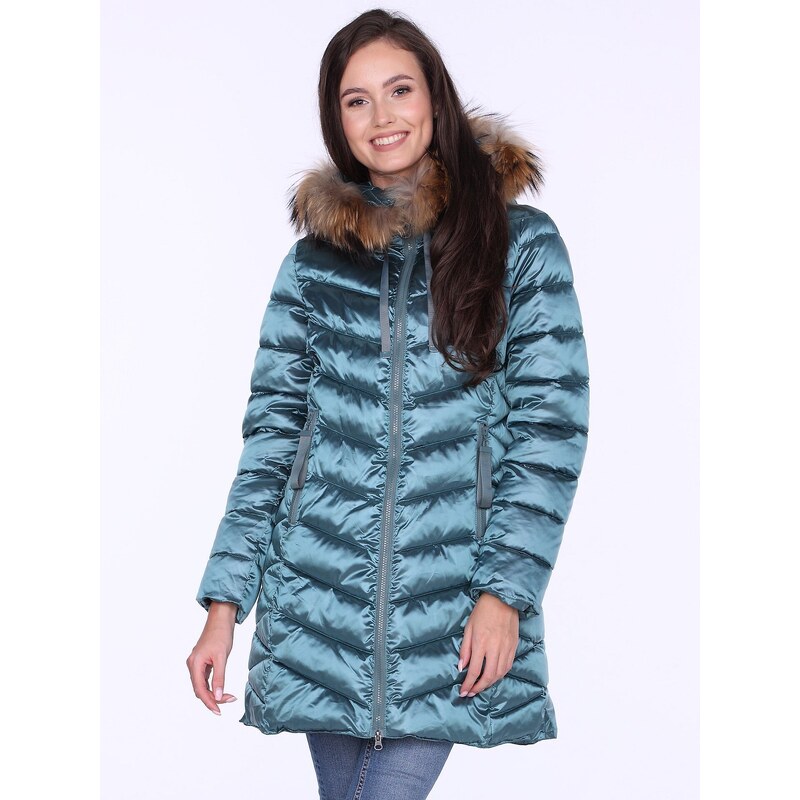 PERSO Womans Womens winter jacket with natural fur on the hood,casual 107056938