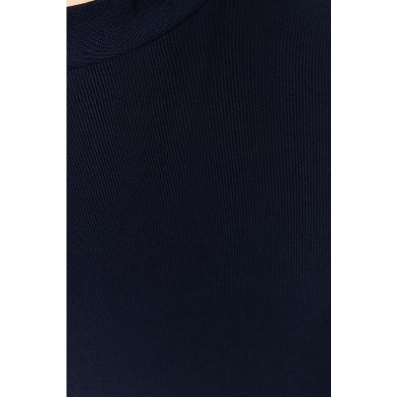 Trendyol Curve Navy Blue Collar Ribbed Boyfriend Knitted T-shirt