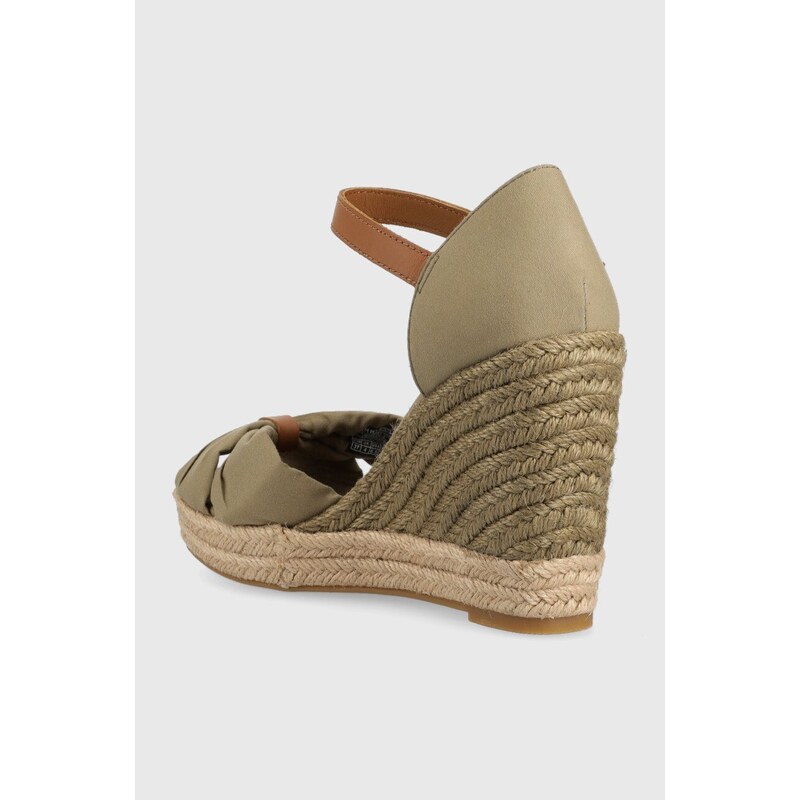 Sandály Tommy Hilfiger BASIC OPENED TOE HIGH WEDGE zelená barva, FW0FW04784