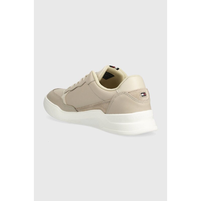 Kožené sneakers boty Tommy Hilfiger ELEVATED CUPSOLE LEATHER béžová barva, FM0FM04490