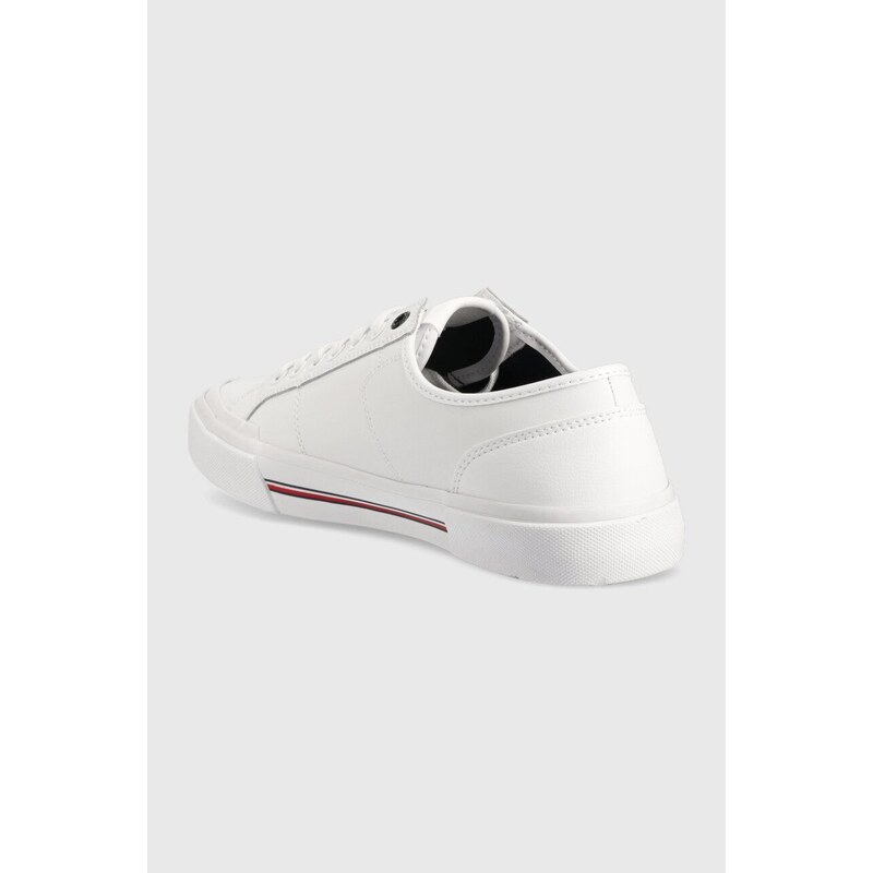 Kožené tenisky Tommy Hilfiger CORE CORPORATE VULC LEATHER pánské, bílá barva, FM0FM04561