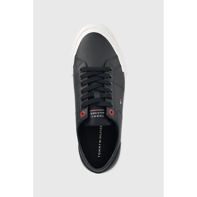 Kožené tenisky Tommy Hilfiger CORE CORPORATE VULC LEATHER pánské, tmavomodrá barva, FM0FM04561