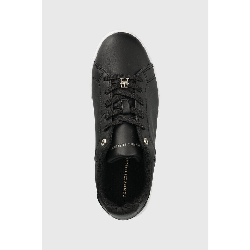 Kožené sneakers boty Tommy Hilfiger COURT SNEAKER GOLDEN TH černá barva, FW0FW07116