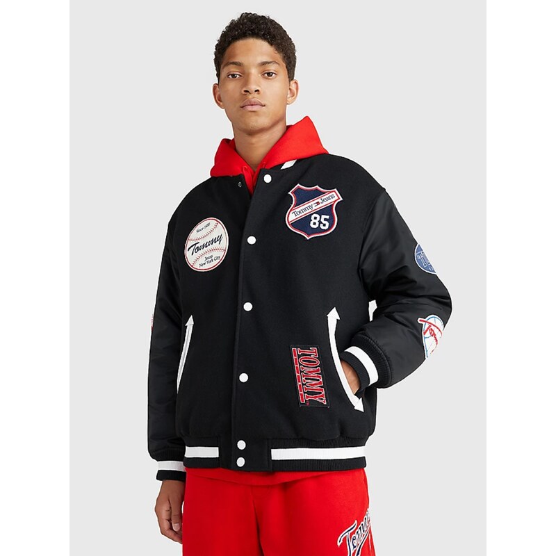 Tommy Hilfiger Černý pánský bomber s příměsí vlny Tommy Jeans - Pánské