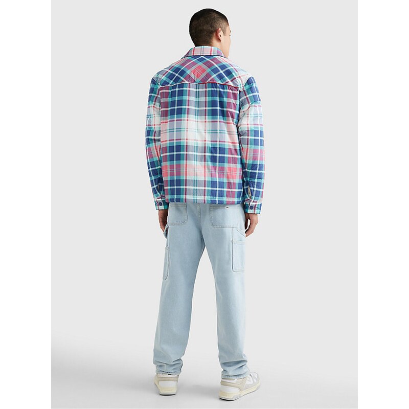 Tommy Hilfiger Modrá pánská kostkovaná svrchní košile Tommy Jeans - Pánské
