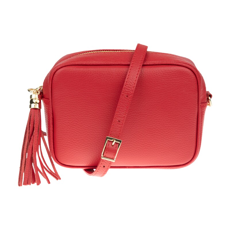 Červená kožená italská crossbody kabelka Bala Rossa Corallo 18187863