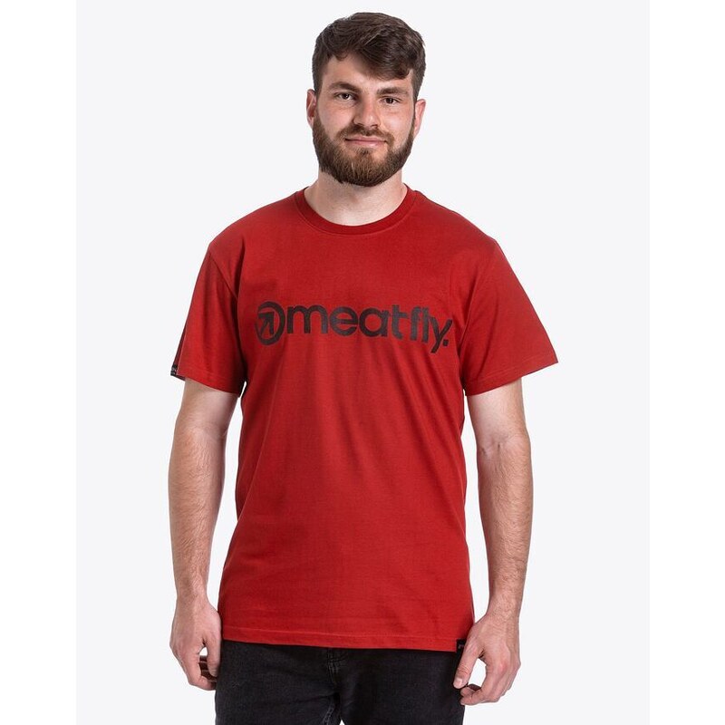 Meatfly Pánské tričko eatfly F LOGO T-SHIRT Dark Red