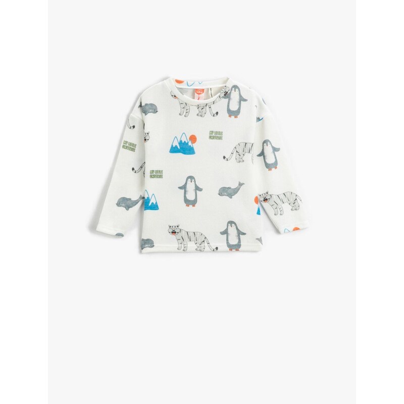 Koton Animal Graphic Printed T-Shirt Long Sleeve