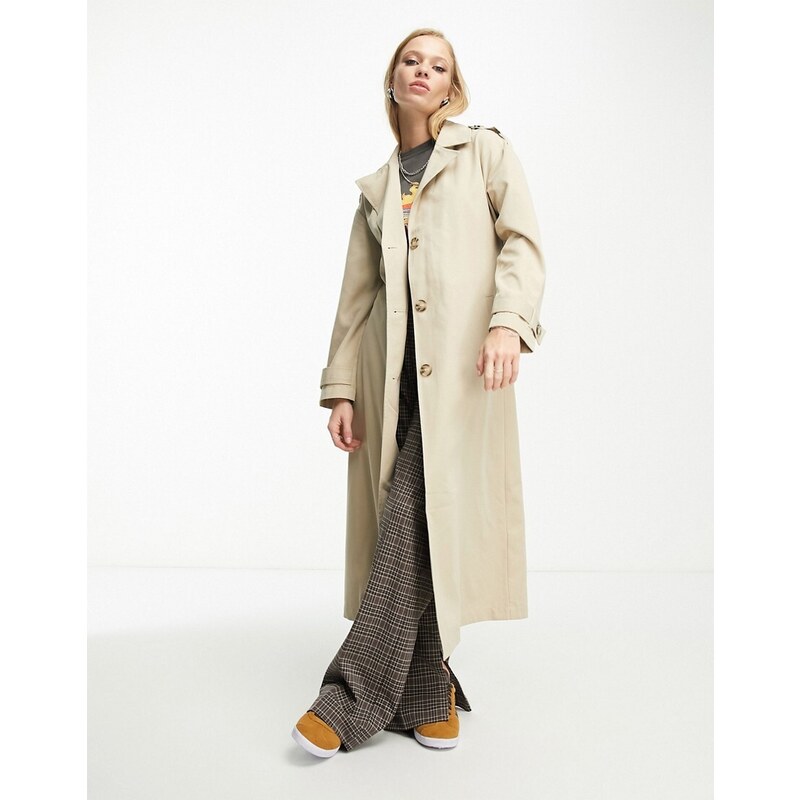 ONLY longline trench coat in stone-Neutral 91397191