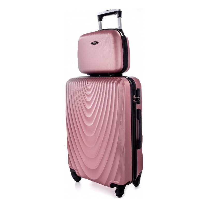 Rogal Tmavě růžová sada (taška+kufr) skořepinových kufrů "Motion" - vel. L, XL