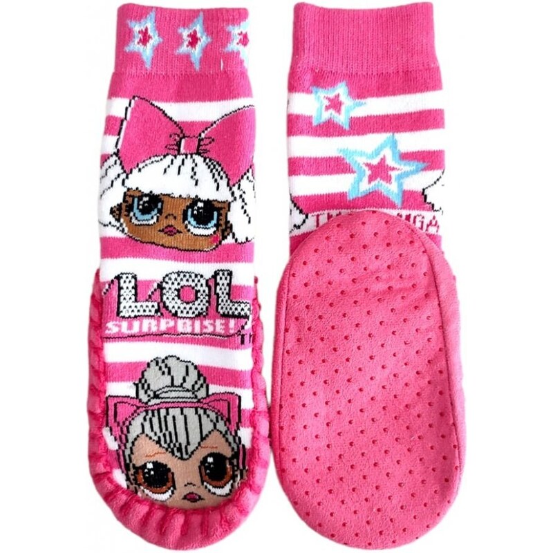 E plus M Dětské / dívčí protiskluzové ponožky s nopky / papuče L.O.L. Surprise