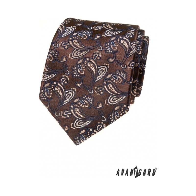 Hnědá kravata se vzorem Paisley Avantgard 561-22267