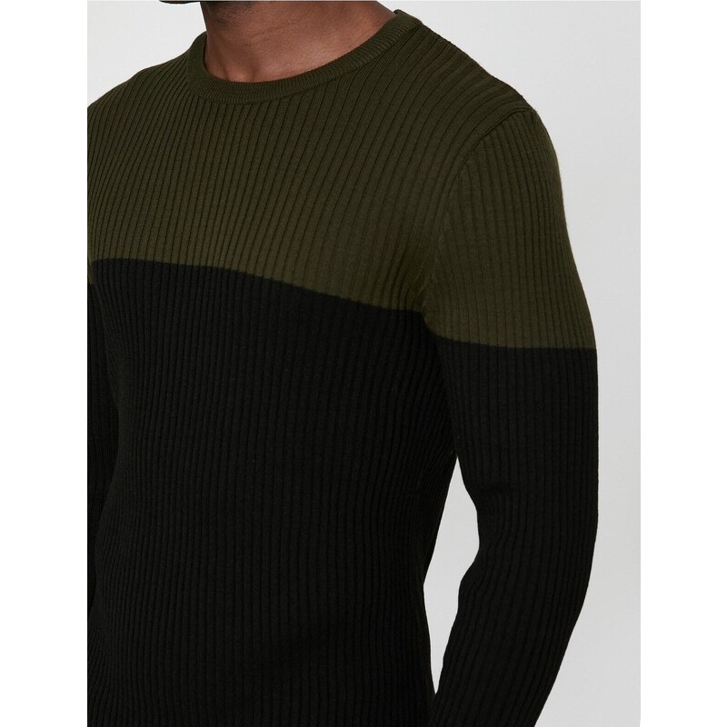 Koton Basic Sweater Color Blocked Crew Neck