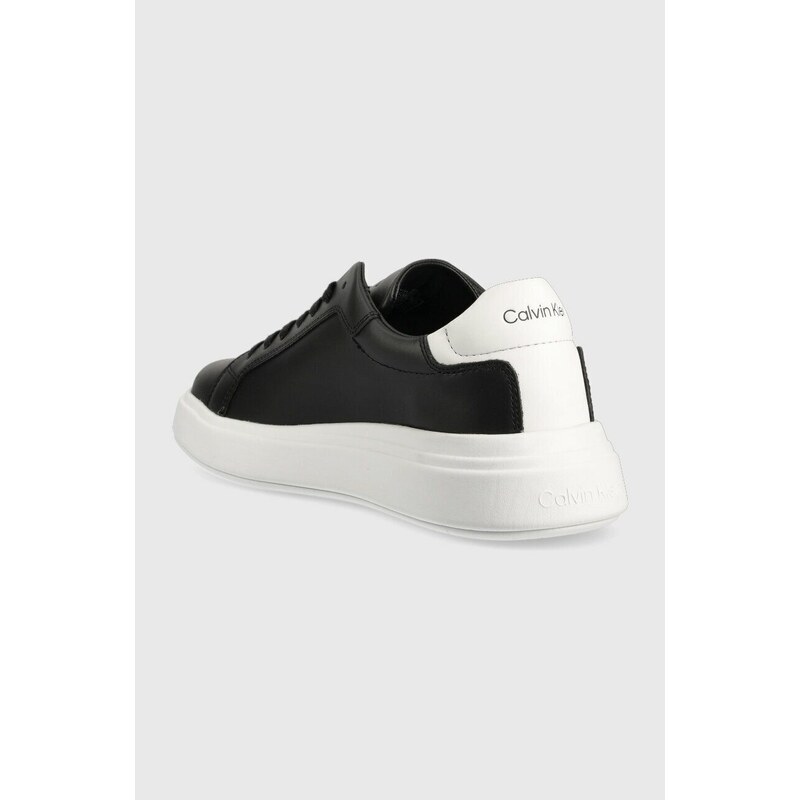 Kožené sneakers boty Calvin Klein LOW TOP LACE UP LTH černá barva, HM0HM01016