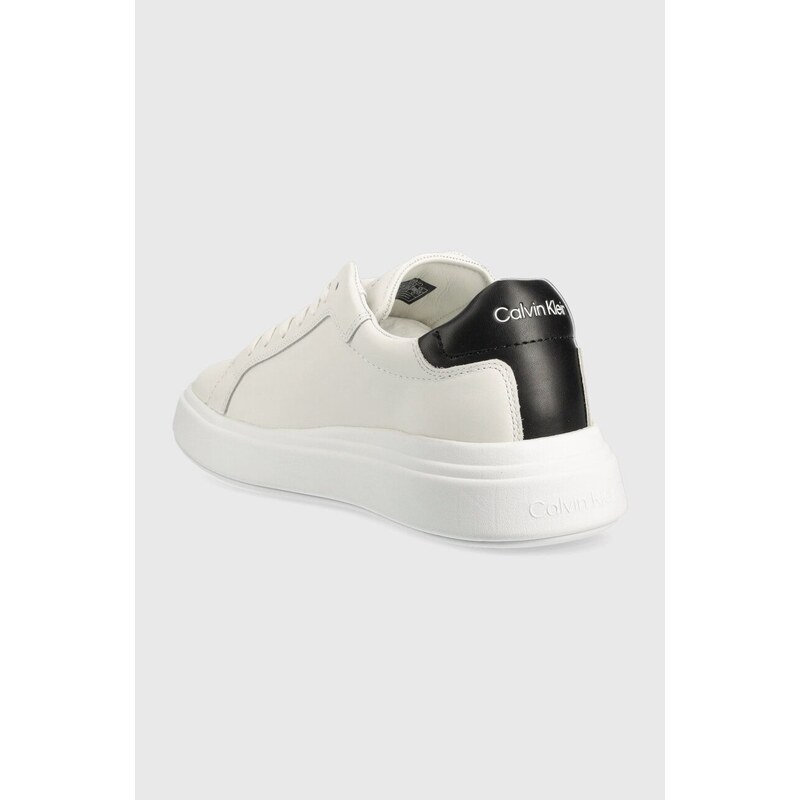 Kožené sneakers boty Calvin Klein LOW TOP LACE UP LTH bílá barva, HM0HM01016