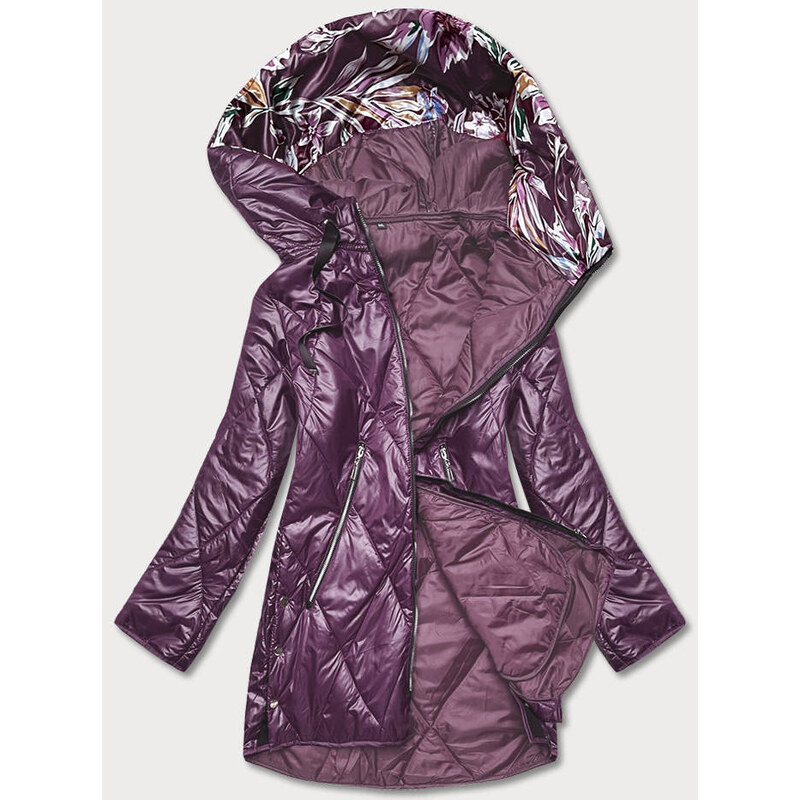 S'WEST Tmavě fialová dámská bunda s ozdobnou kapucí (B8126-71)