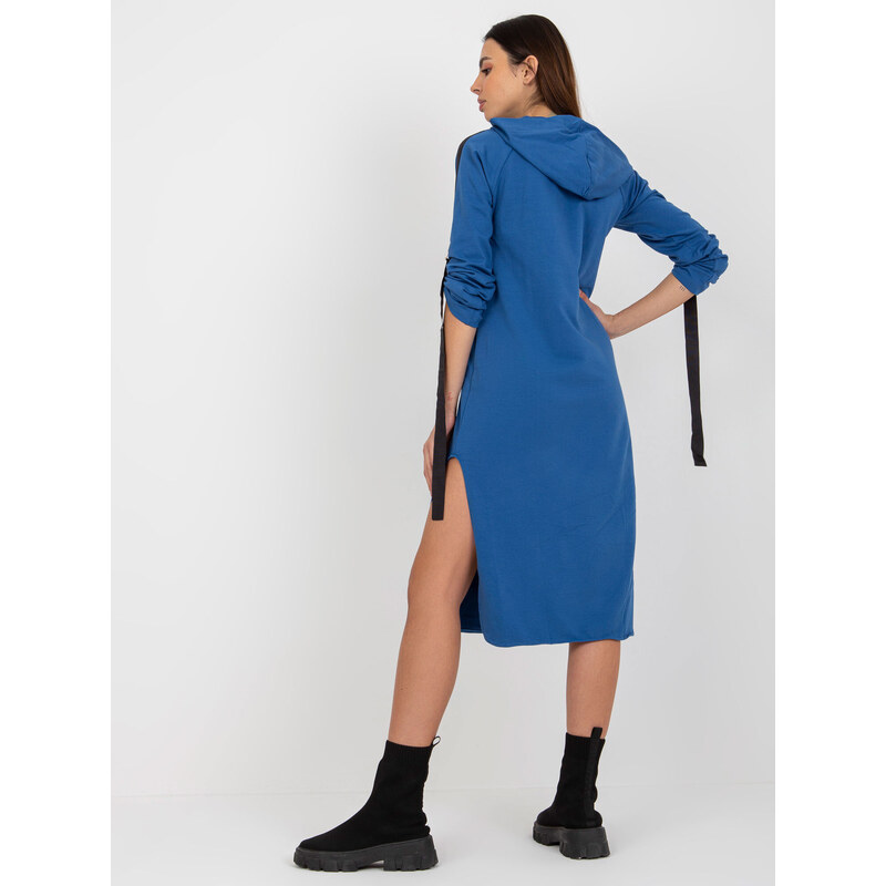 Fashionhunters Tmavě modrá dlouhá mikina na zip