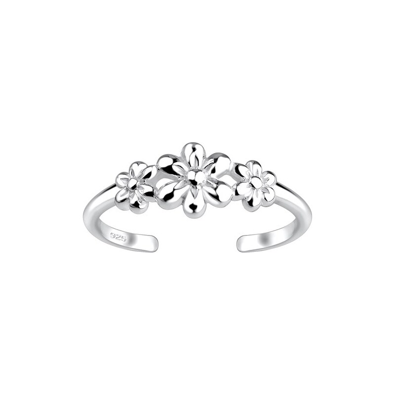 SYLVIENE Stříbrný prsten na nohu s květinkami