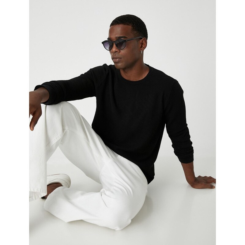 Koton Basic Textured Sweater Crew Neck