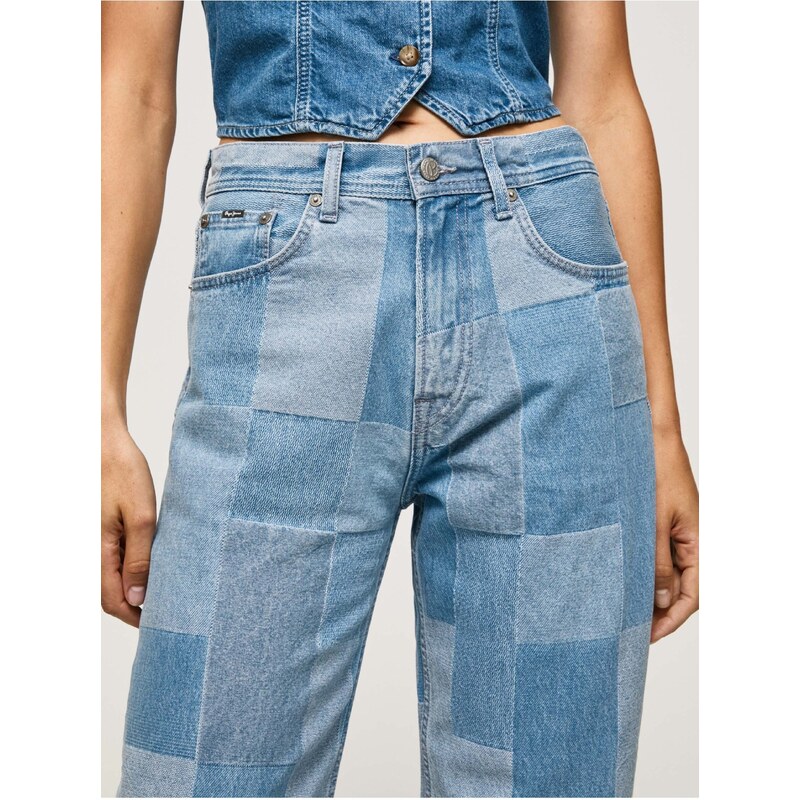 Modré dámské zkrácené straight fit džíny Pepe Jeans Dover Weave - Dámské