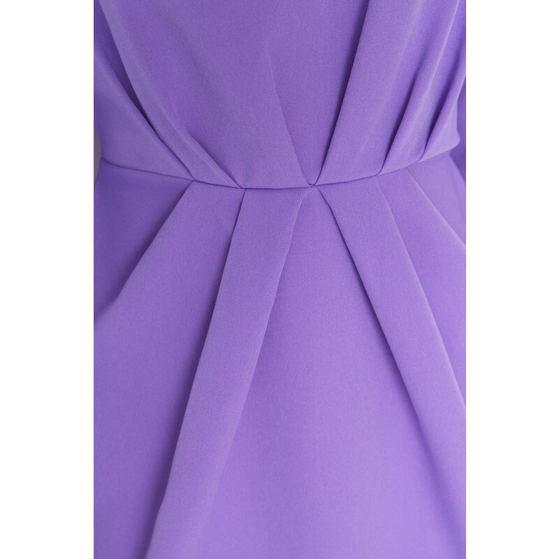 Trendyol limitovaná edice fialových nabíraných tkaných šatů