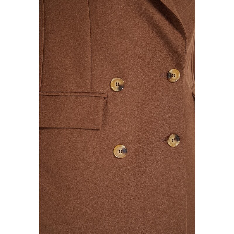 Trendyol Brown Woven Lined Double Breasted Blazer with Closure