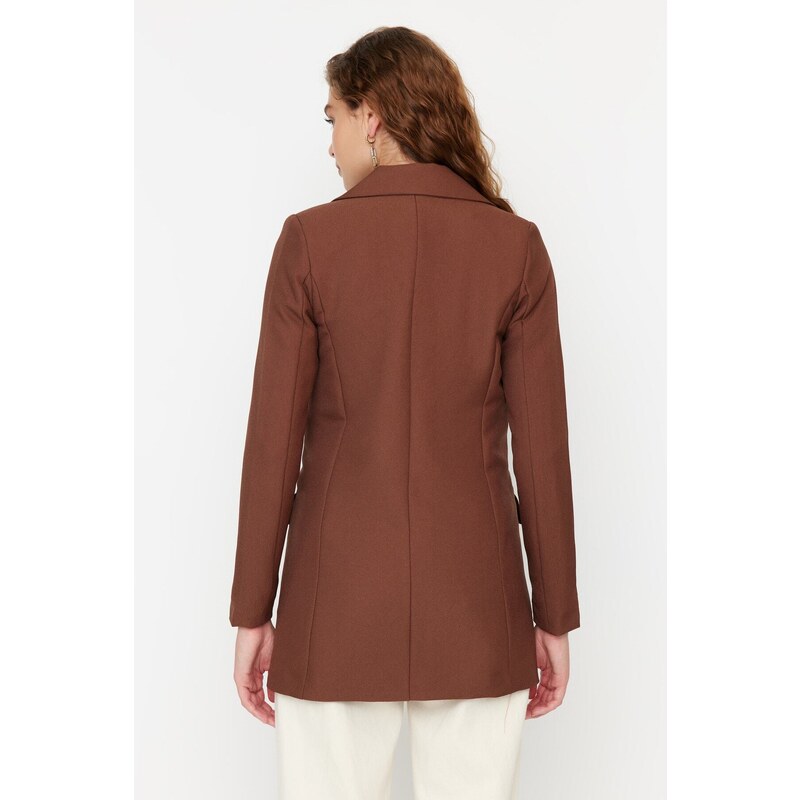 Trendyol Brown Woven Lined Double Breasted Blazer with Closure