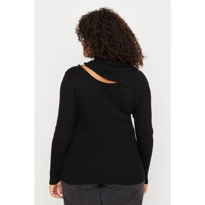 Trendyol Curve Black Detachable Collar Thin Knitwear Sweater