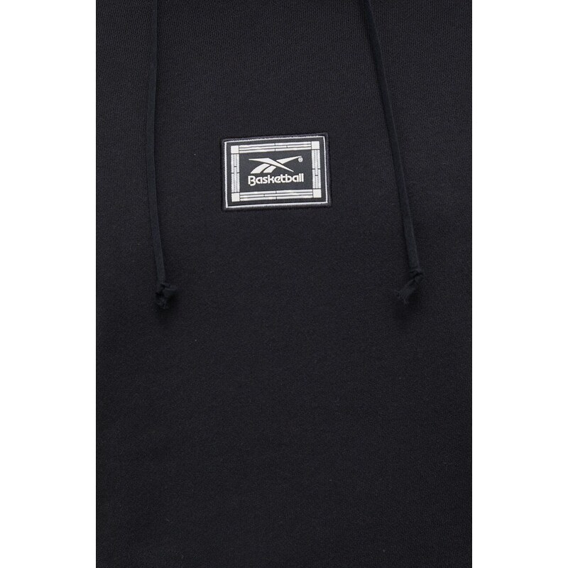 Mikina Reebok Classic pánská, černá barva, s kapucí, s potiskem, HU2015-BLACK