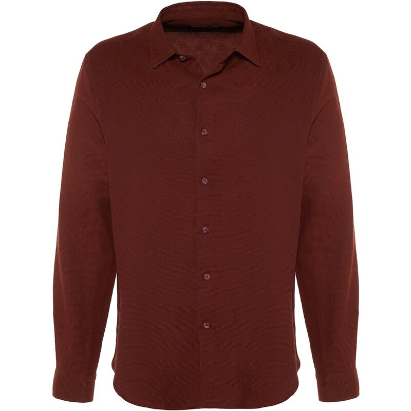Trendyol Claret Red Men's Slim Fit Textured Easy-to-Iron Shirt