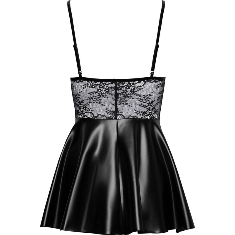 Mini šaty  Noir s rozšířenou sukní matného vzhledu