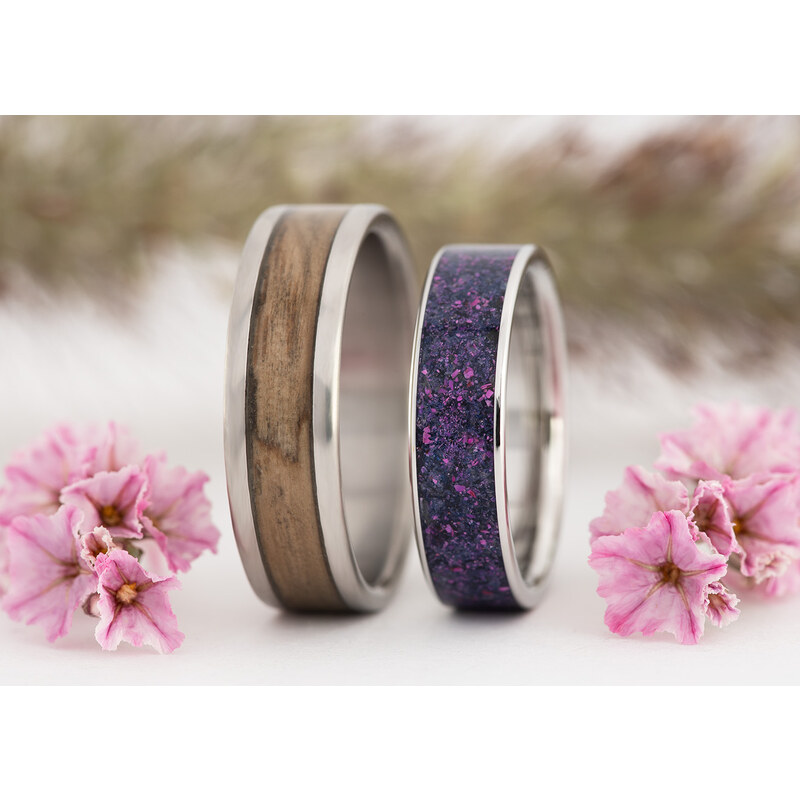 Zaczyk Wood Rings Snubní prstýnky Titanium Z-Mlhovina Sud Whiskey