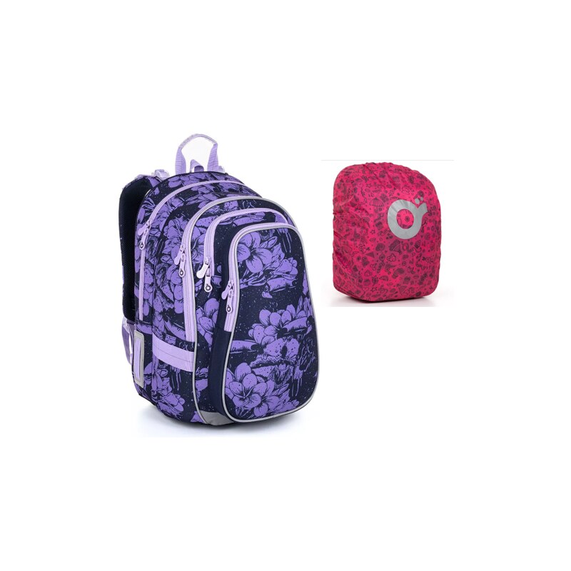 Školní batoh s pláštěnkou TOPGAL LYNN 23008 s květy