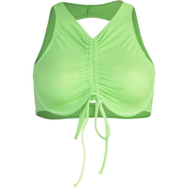 Trendyol Green Halterneck Pleated Bikini Top