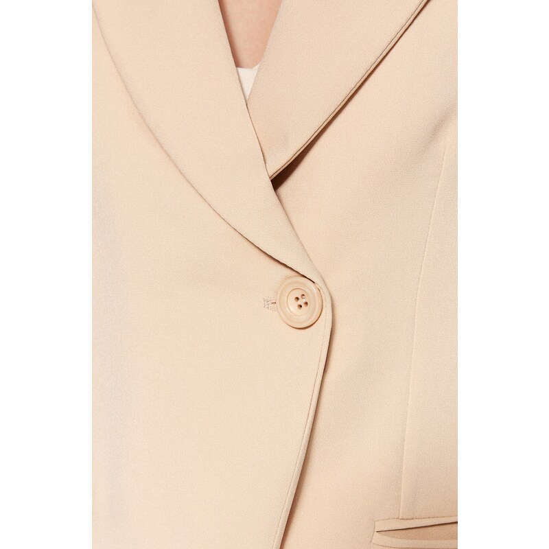 Trendyol Beige Woven Lined Double Breasted Blazer with Closure