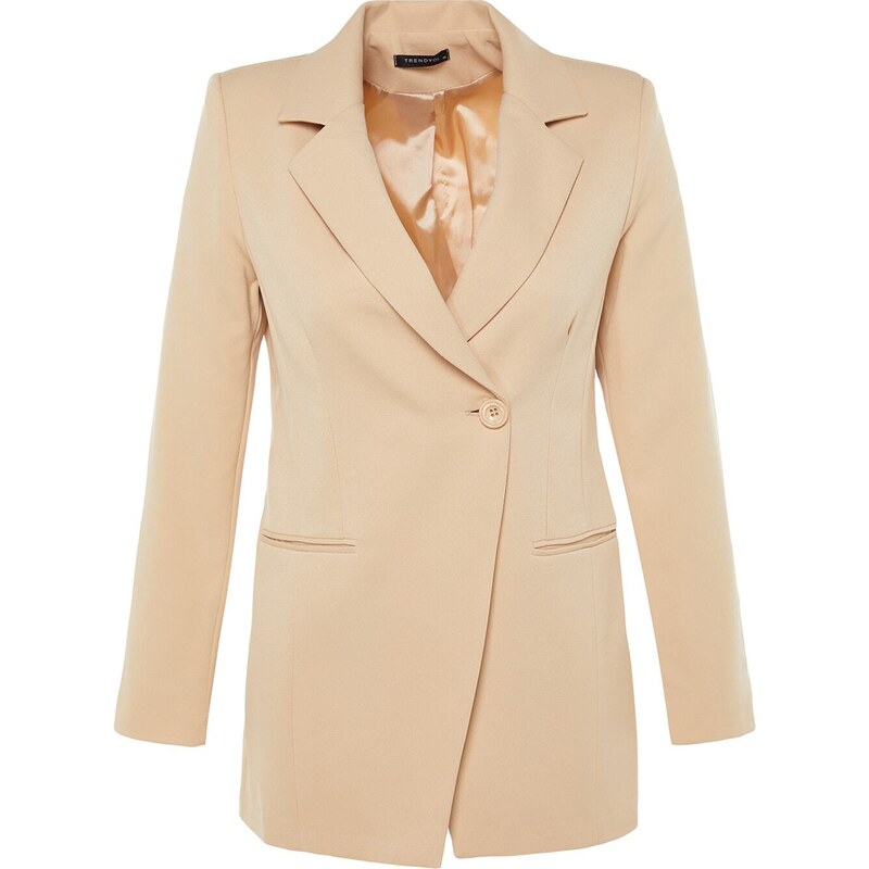 Trendyol Beige Woven Lined Double Breasted Blazer with Closure