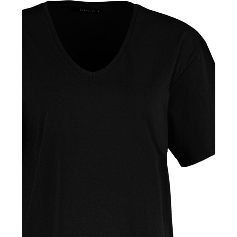 Trendyol Black 100% Cotton Oversize V Neck Knitted T-Shirt