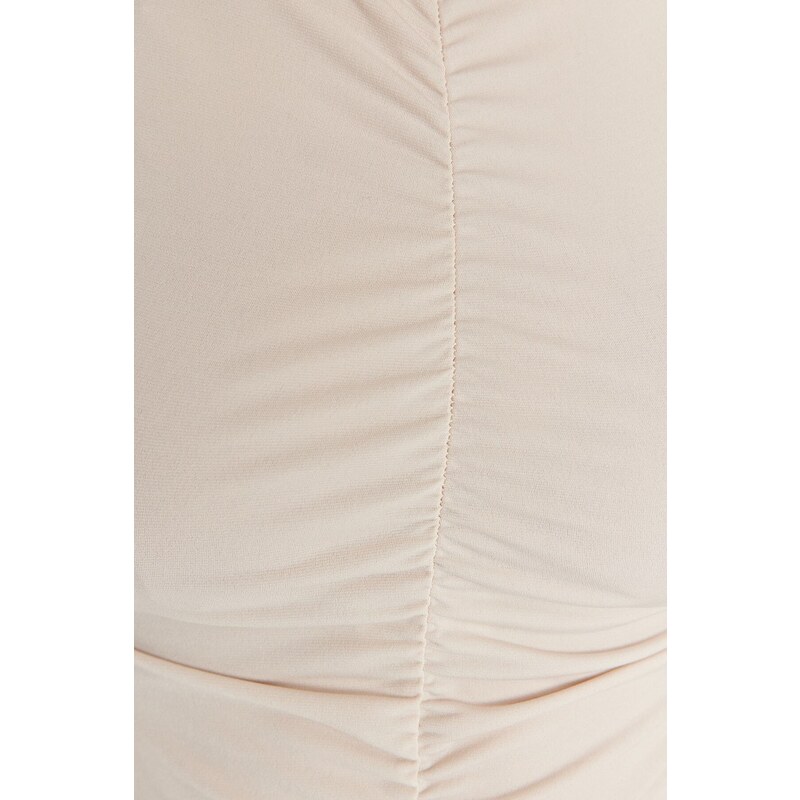 Trendyol Stone Shirring Detail, Flexible Knitted Body with Snap fastener