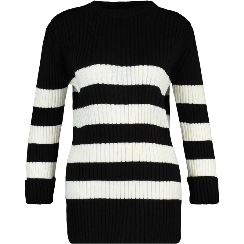 Trendyol Black Thick Striped Corduroy Knitwear Sweater