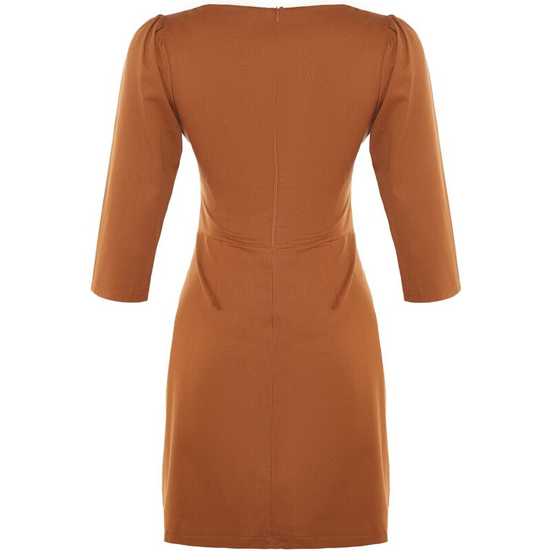 Trendyol Brown Piping Detailed Woven Dress