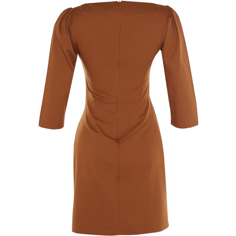 Trendyol Brown Piping Detailed Woven Dress