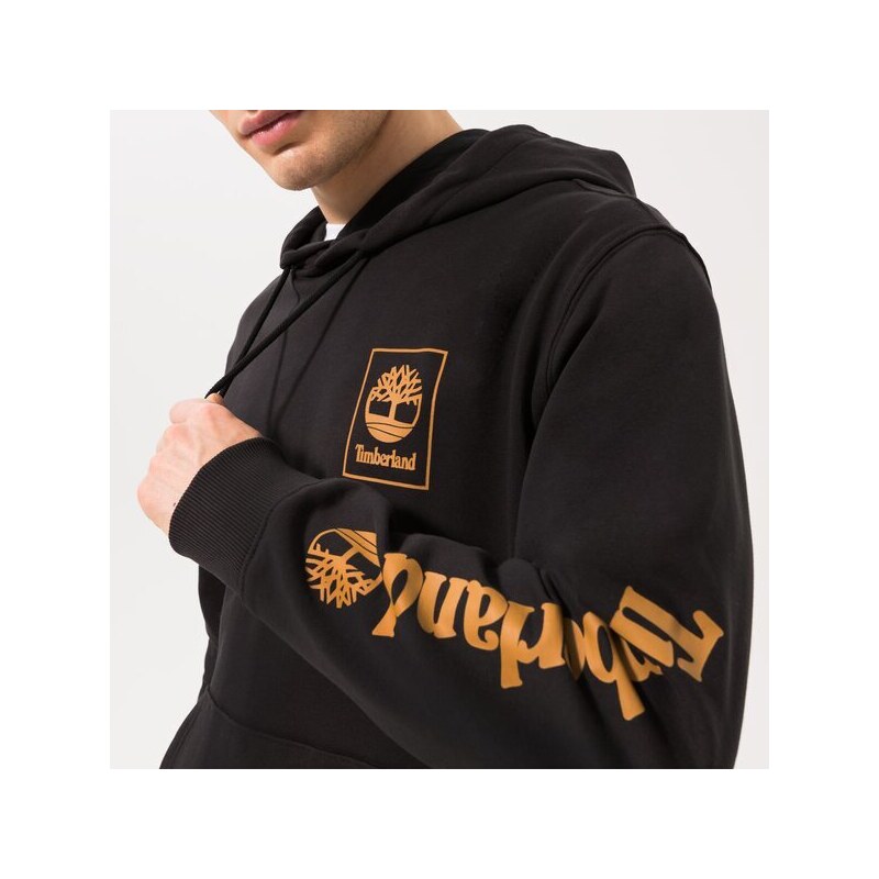 Timberland Mikina S Kapucí Stack Logo Black Muži Oblečení Mikiny TB0A5ZHN0011