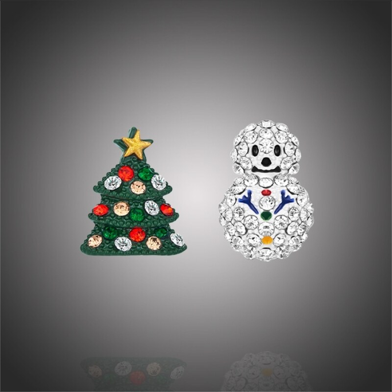 Éternelle Vánoční náušnice se zirkony Sněhulák a vánoční stromeček