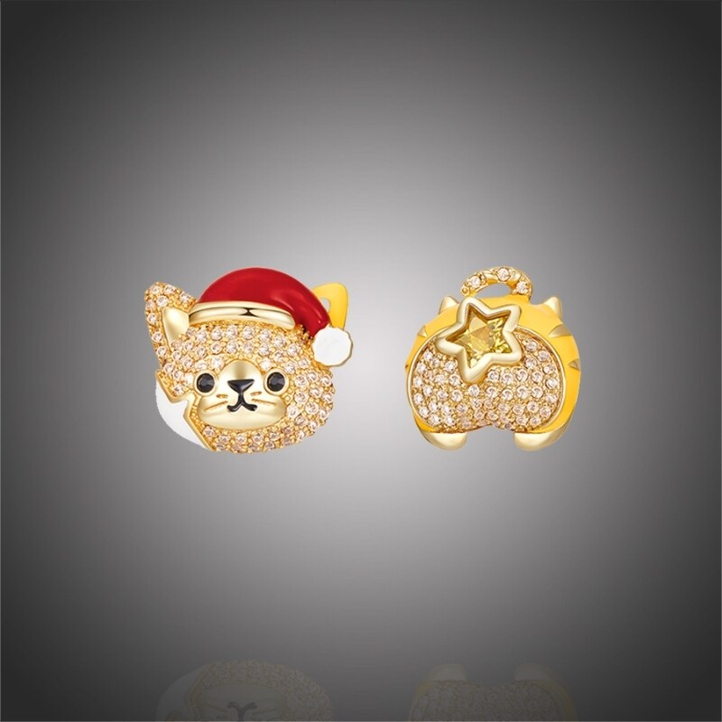 Éternelle Vánoční náušnice se zirkony Christmas Kitty - kočka 76819228